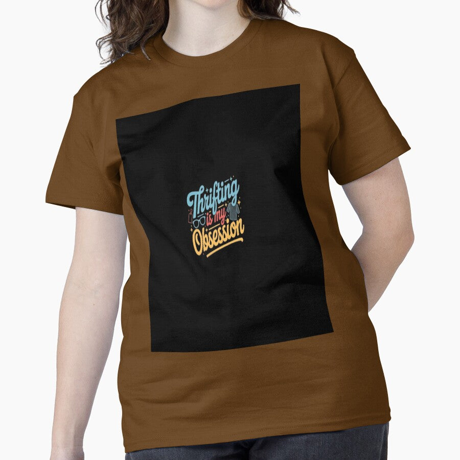 Thrift Shopper Obsession Oversized T-Shirt Vintage Thrifting Graphic Army Brown