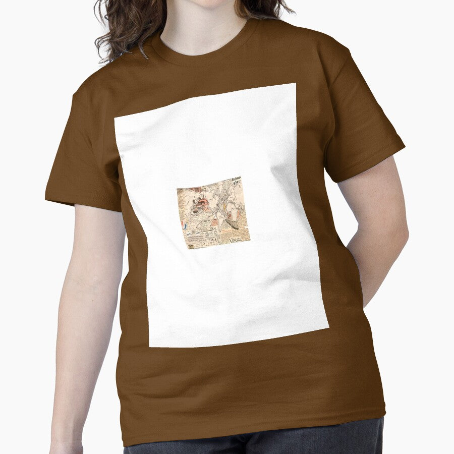 Circumnavigation Nautical Oversized T-Shirt Globe Explorer Art Tee Army Brown