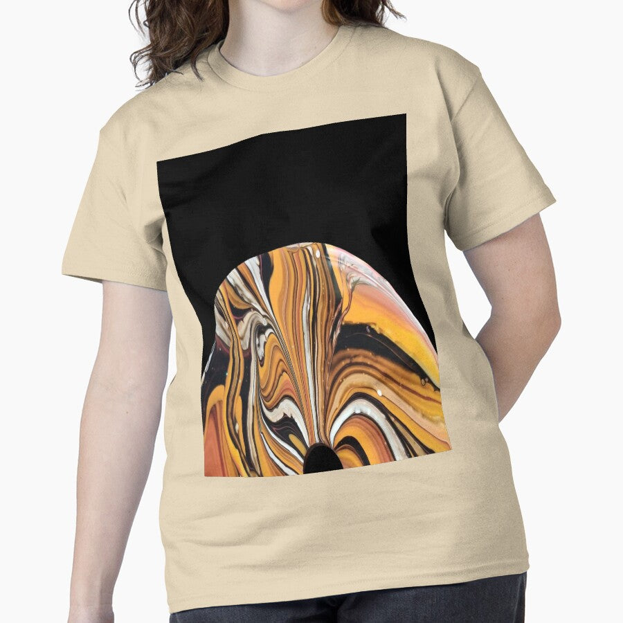 Tiger Eye Acrylic Pour Oversized T-Shirt Fluid Marble Art Design Sand