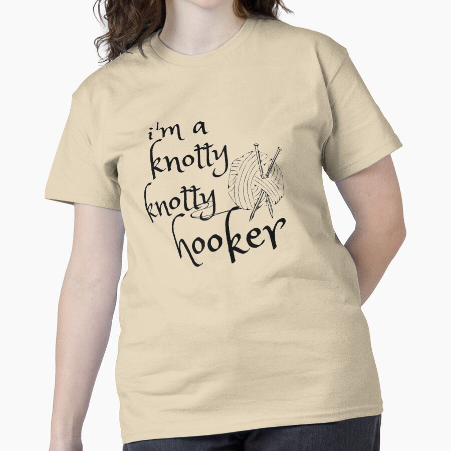 Crochet & Yarn Patterns Tee - Oversized Knitting Hobby Shirt Sand