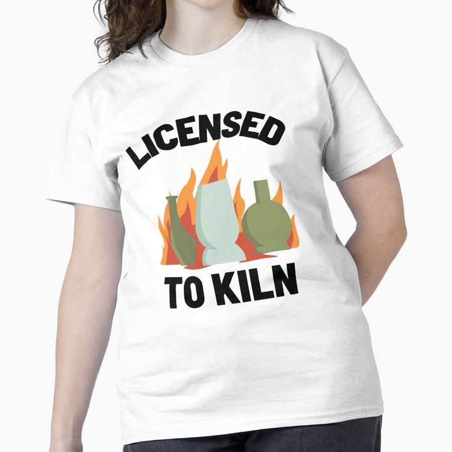 Licensed to Kiln Funny Pottery Pun Design Oversized T-Shirt White
