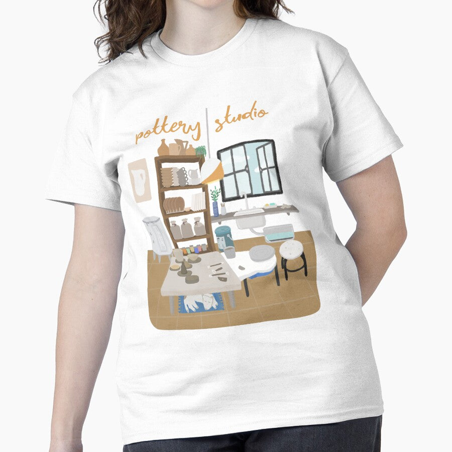Professional Pottery Studio Workspace Gear Oversized T-Shirt White