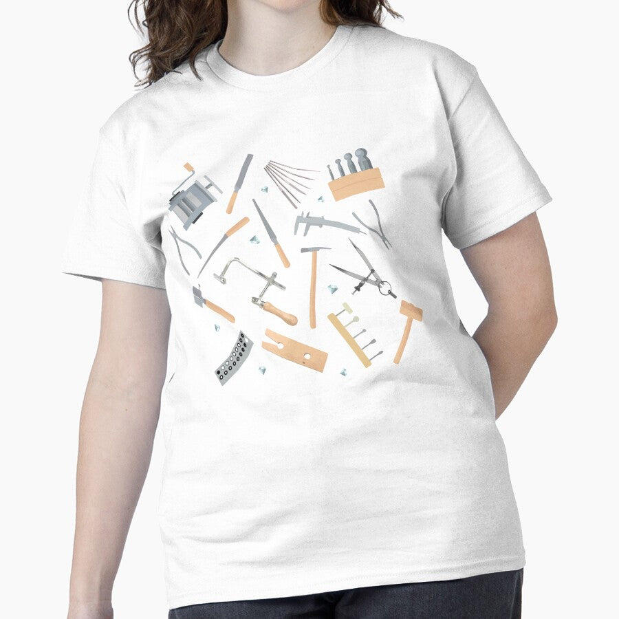 Metalsmith Tool Pattern Jewelry Maker Gift Oversized T-Shirt White