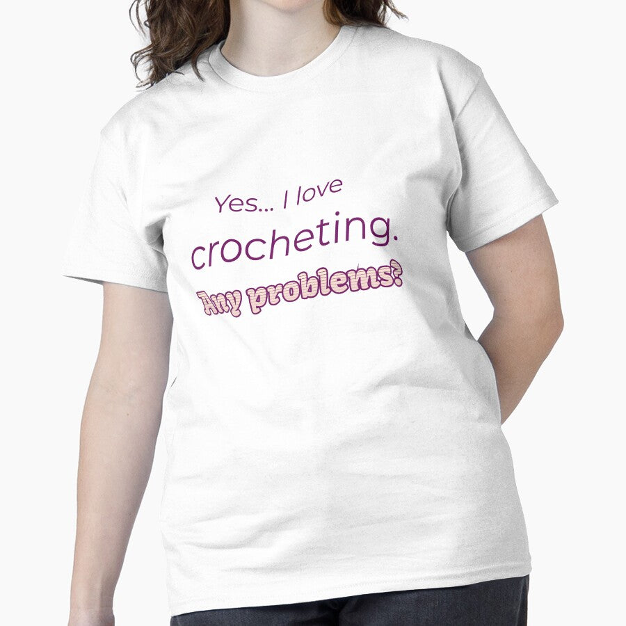 I Love Crocheting Graphic T-Shirt Simple Heart Design Oversized White