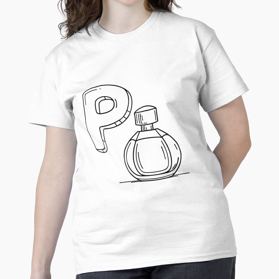 Letter P For Perfume Shirt - Monogram Fragrance Aesthetic Graphic Tee White