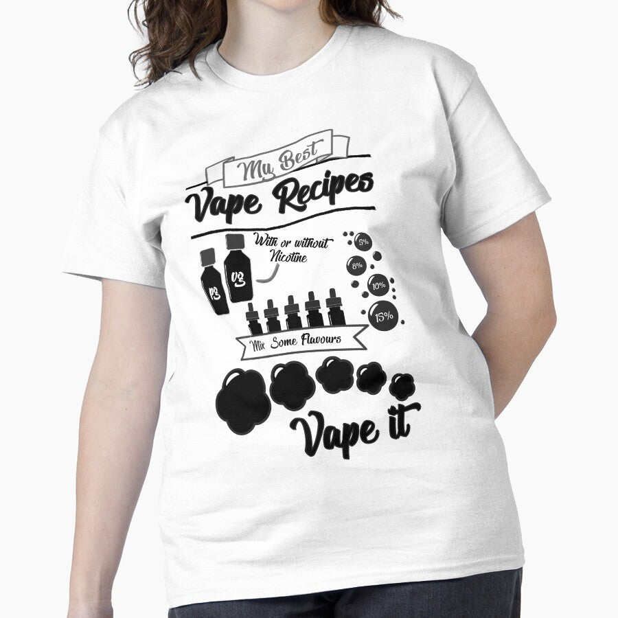 Custom Vape Recipes T-Shirt - E-Juice Mixology Hobbyist Graphic Tee White