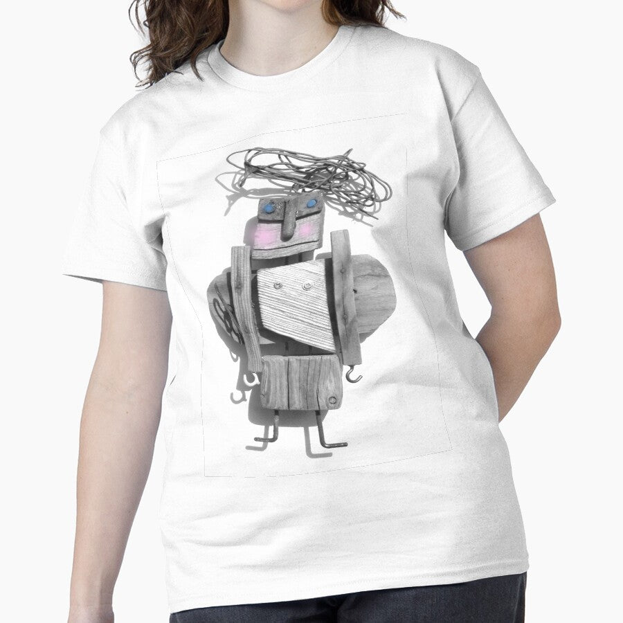 Grumpy Angel Funny Illustration Oversized T-Shirt Moody Art Print White