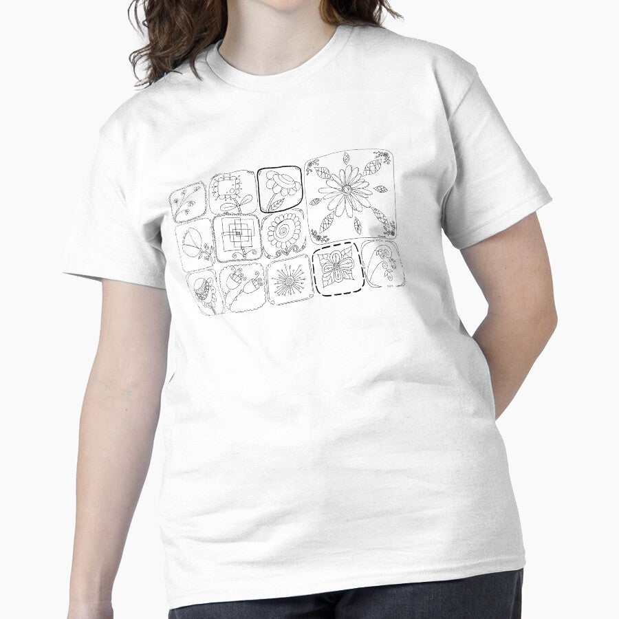 Modern Flowers Botanical Graphic Print Oversized T-Shirt White