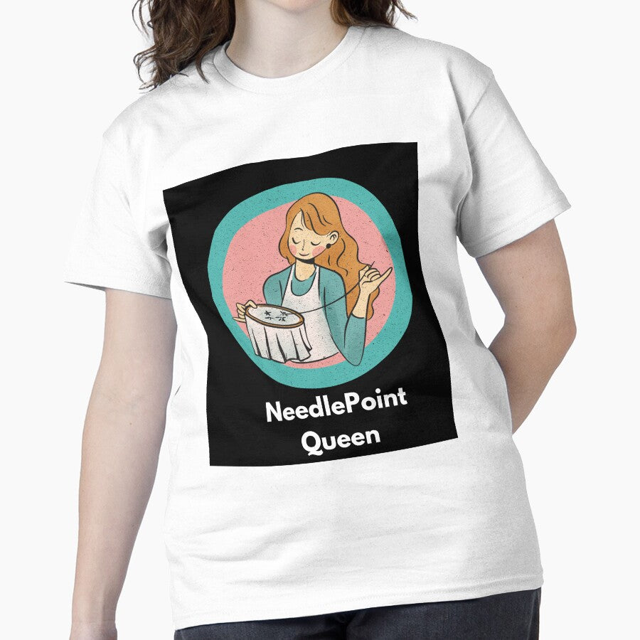 Classic NeedlePoint Top | Minimalist Oversized Crafting Tee White