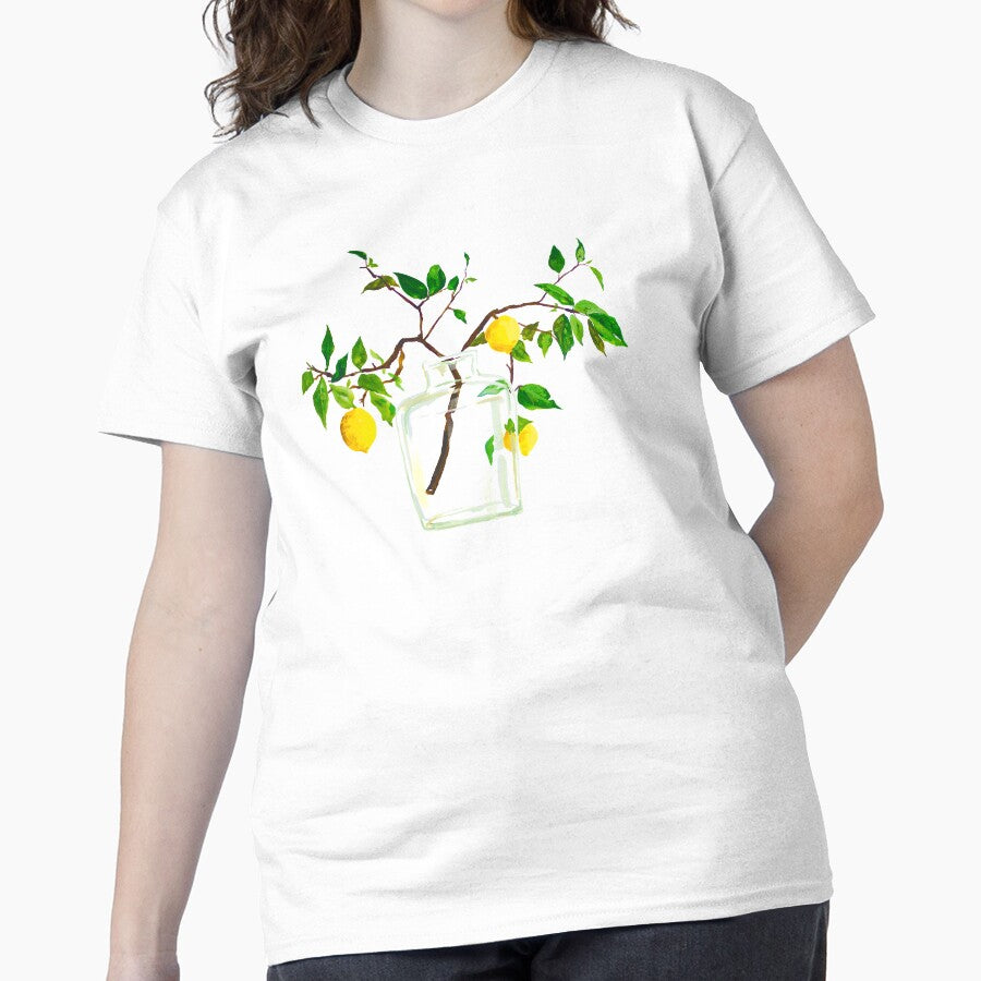 Vintage Lemon Tree Graphic Shirt - Mediterranean Fruit Orchard Tee White