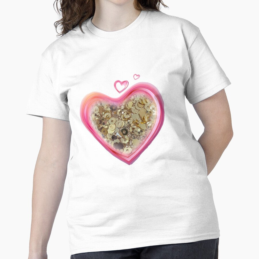 Artistic Heart Design Graphic Print Comfortable Oversized Tee White