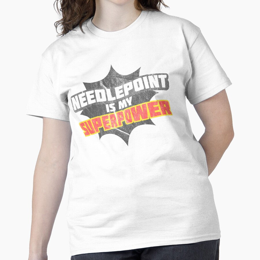 Needlepoint Superpower | Heroic Crafting Gift Oversized Tee White