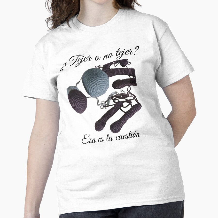 Wool and Needle Knitting Quote Shirt Classic Oversized Craft Tee White