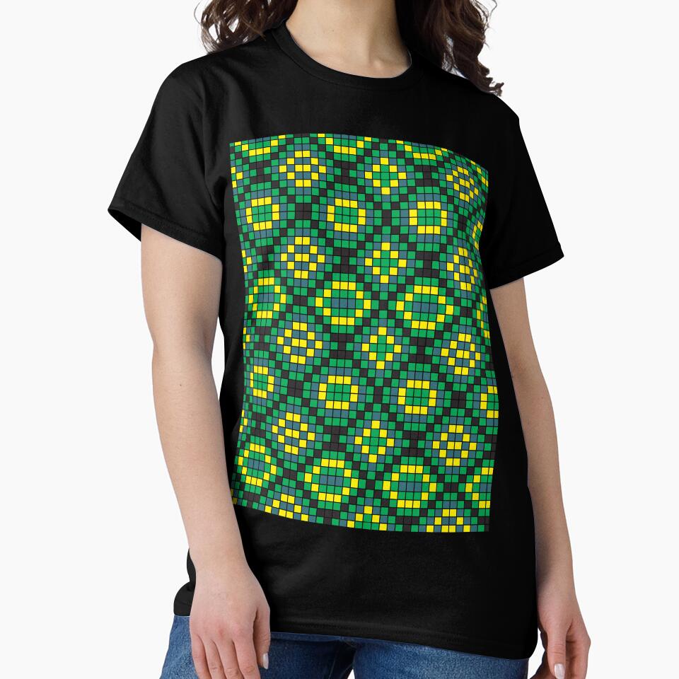 Crochet Tapestry Fabric Tee - Oversized Artistic Pattern Shirt Black