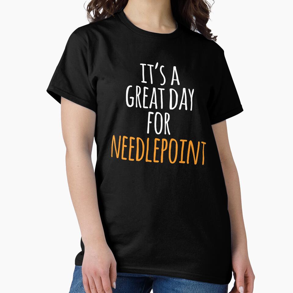 Great Day for Needlepoint | Cheerful Stitching Oversized Shirt Black