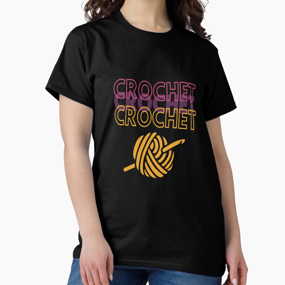 Crochet 3 Word Statement Shirt Minimalist Oversized Crafty Top Black