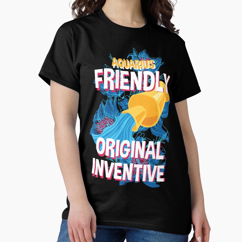 Aquarius Zodiac Astrology Shirt - Celestial Star Sign Oversized Tee Black
