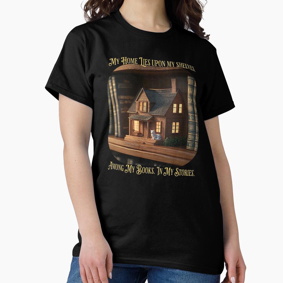 Home On My Shelves Oversized T-Shirt Comfy Book Lover Gift Black