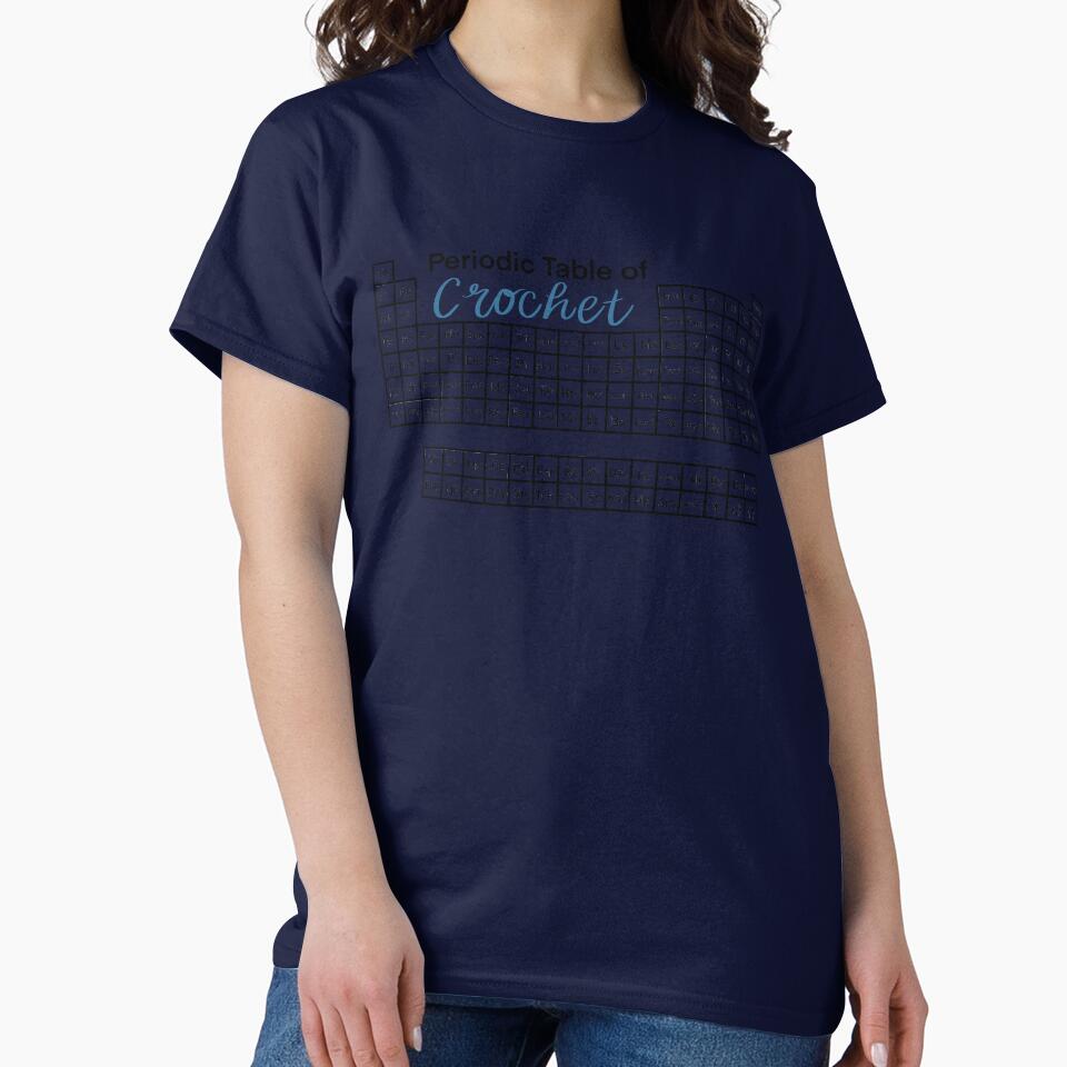 Periodic Table of Crochet Graphic T-Shirt Oversized Hobbyist Gift Navy
