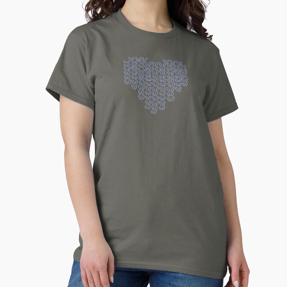 Knitting Love Heart Craft Inspired Oversized Cotton Tee Smoke Grey
