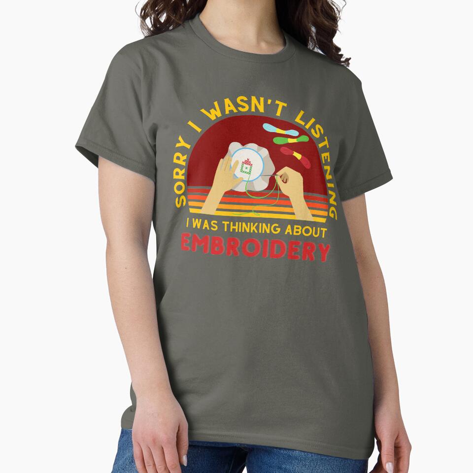 Funny Embroidered Applique | Embroidery Lover Oversized Tee Smoke Grey