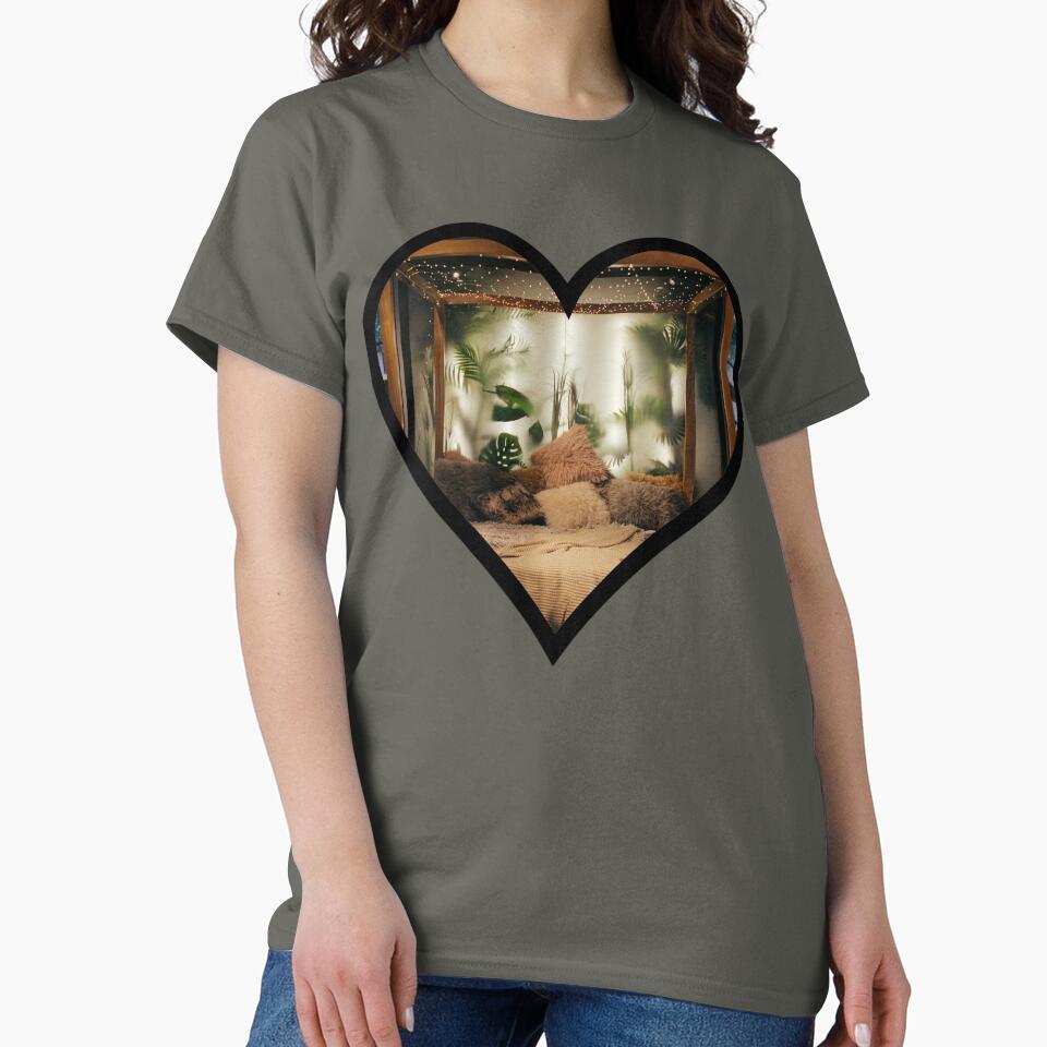Cozy Plush Bed Heart Shirt Soft Aesthetic Oversized Loungewear Smoke Grey