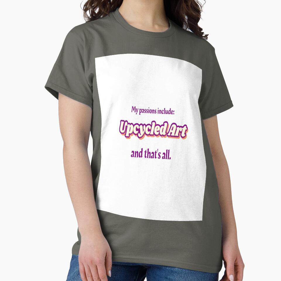 Upcycled Art Passion Oversized T-Shirt Unique Creative Design Tee Smoke Grey