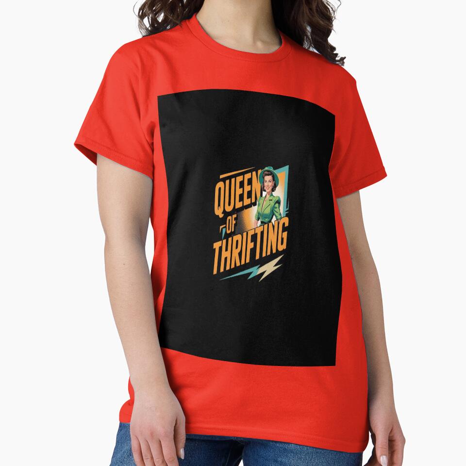 Queen of Thrifting Fashion Oversized T-Shirt Thrift Shopping Gift Poppy Red
