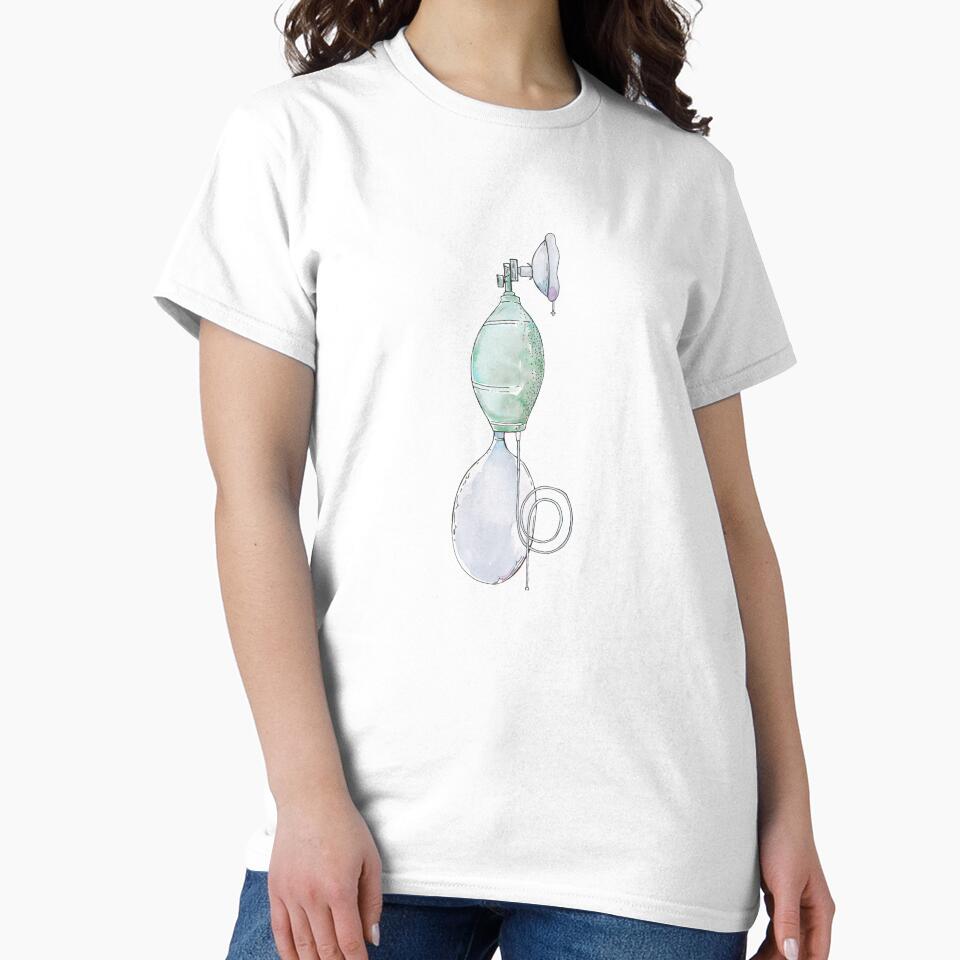 Manual Ventilator Illustration Tee - Medical Sketch Graphic Shirt White