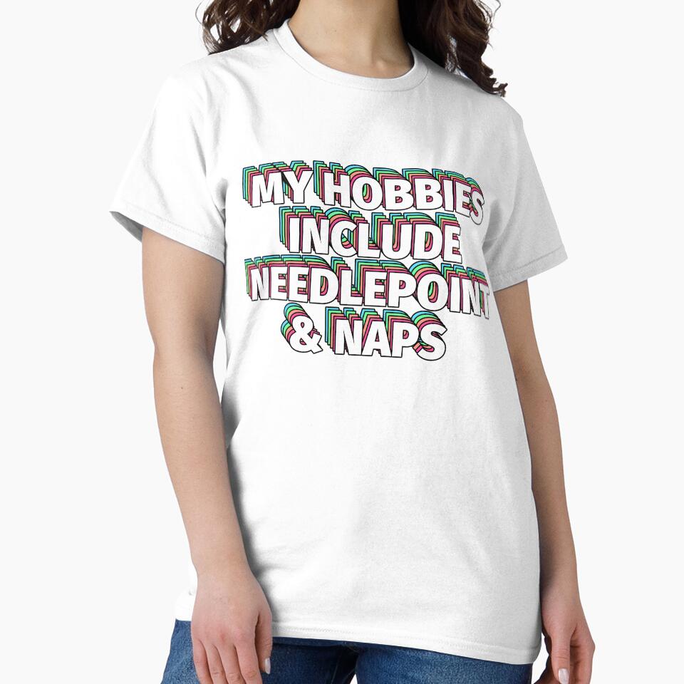 Premium Needlepoint Tee | Classic Oversized Crafting Shirt White