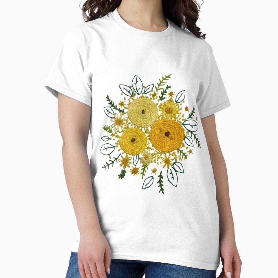 Delicate Flower Stitch Design Aesthetic Oversized Fashion Top White