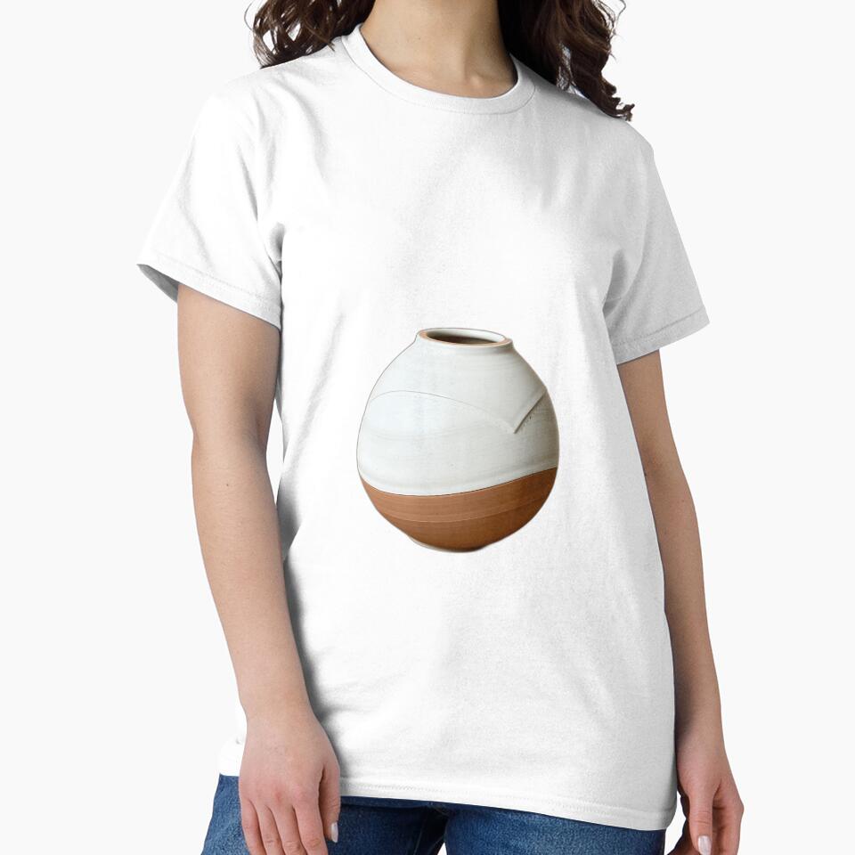 Sustainable Ceramic Vase Eco Artist Graphic Oversized T-Shirt White