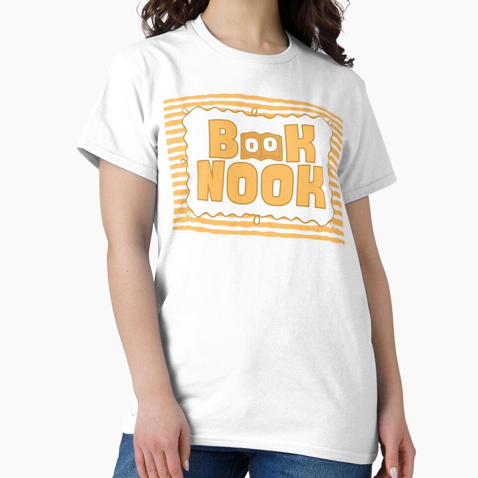 Bookish Sanctuary Tee Cozy Nook Design Oversized Graphic Shirt White