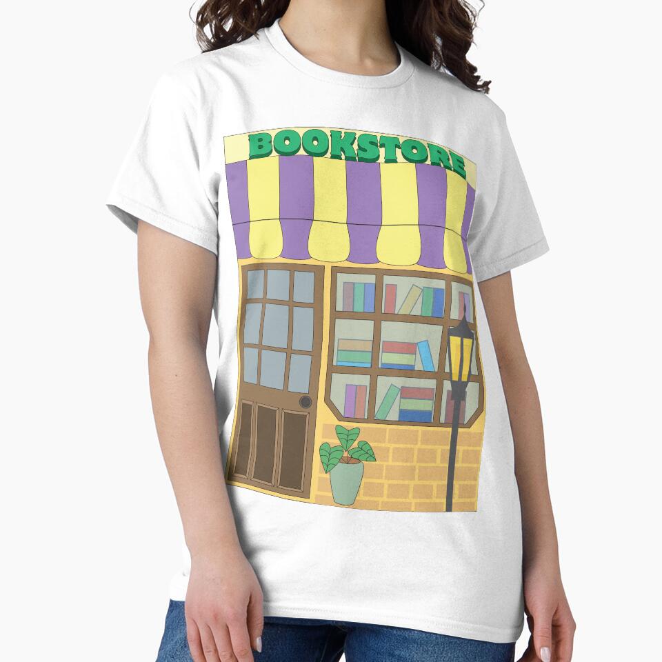 Classic Bookstore Oversized T-Shirt Minimalist Reader Gift Idea White