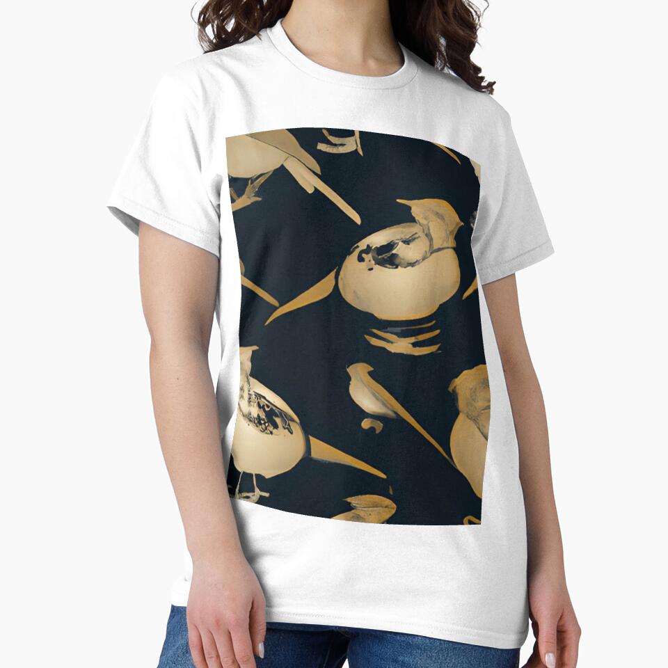 Golden Birds Nature Tee - Every Birdy Oversized Graphic Shirt White