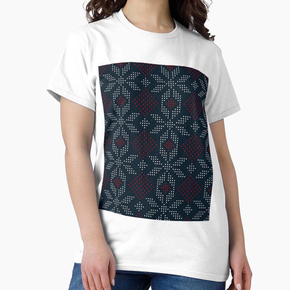 Baby Knitting Pattern Graphic Tee - Oversized Crafty Style Top White