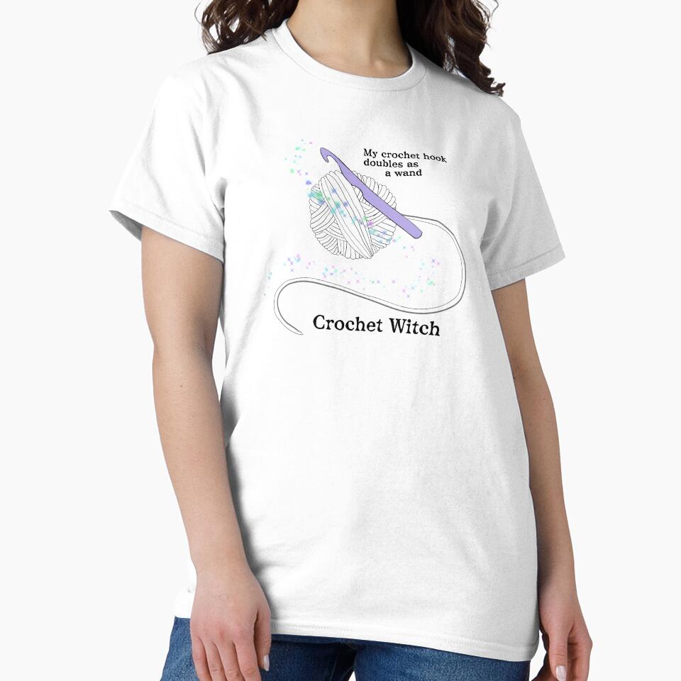 Wicked Crochet Witch Oversized Shirt Gothic Fiber Artist Apparel White