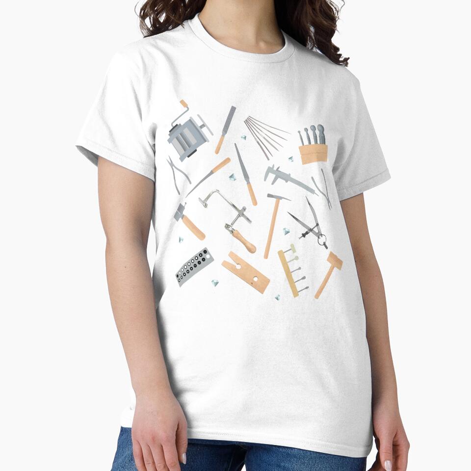 Jewelry Maker Metalsmith Tools Pattern Pink Oversized T-Shirt White