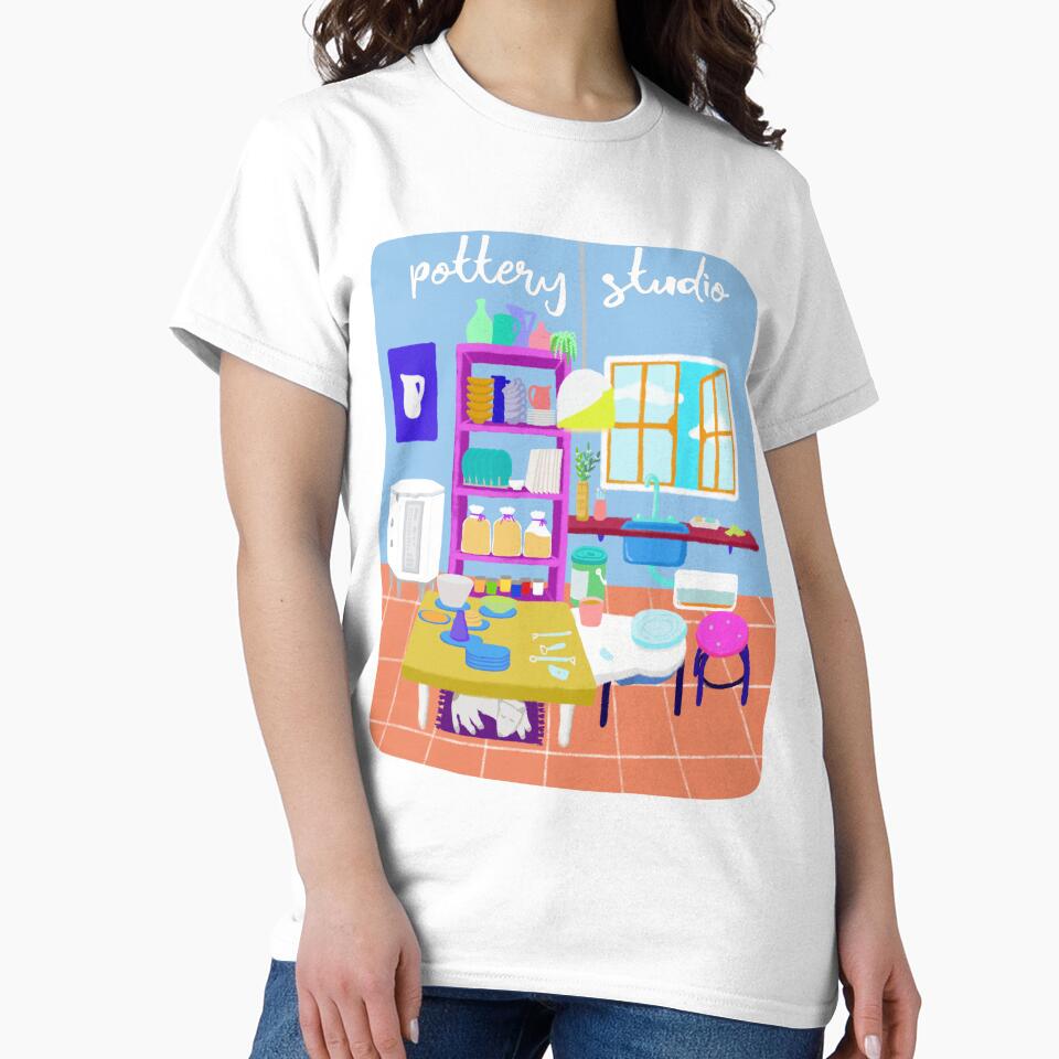 Modern Ceramic Studio Artist Workshop Apparel Oversized T-Shirt White