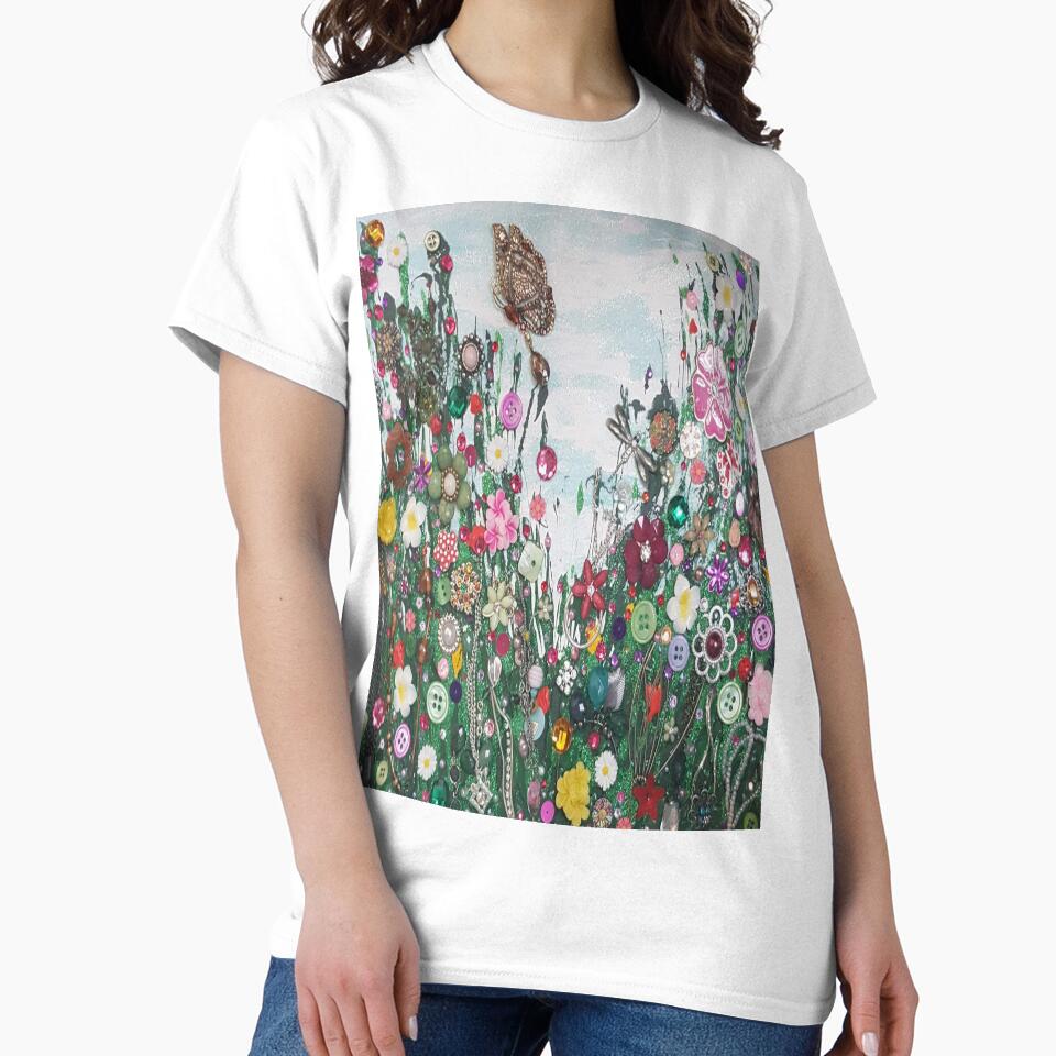 Wildflower Meadow Nature Art Oversized T-Shirt Floral Graphic Tee White