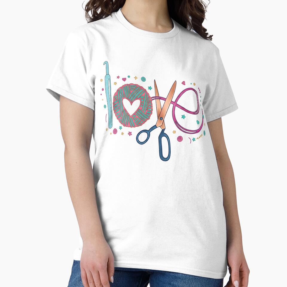 Crochet Love Mom Life | Knitting Lover Gift Oversized Shirt White