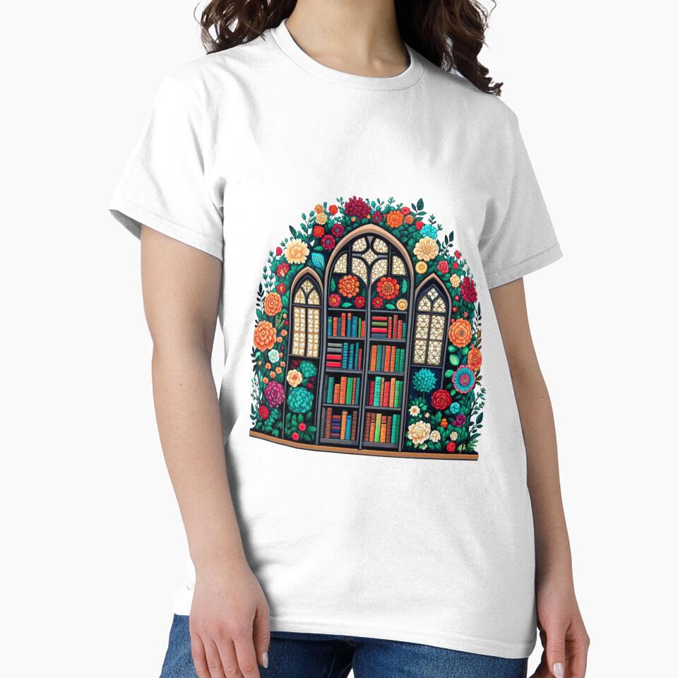 Tranquil Library Flower Shirt Floral Aesthetic Oversized Tee White
